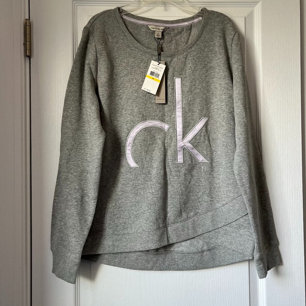 New Women's Calvin Klein Jeans Mixed Top Grey Size M